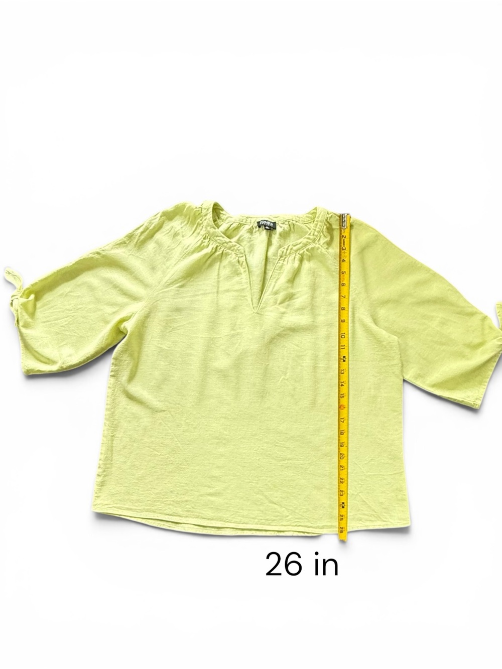 Jones New York Women's Linen Blend Split Neck Top Lime Green Size XL - Picture 7 of 11